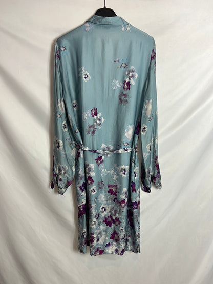 MASSIMO DUTTI. Vestido corto camisero satinado. T 40 (tara)