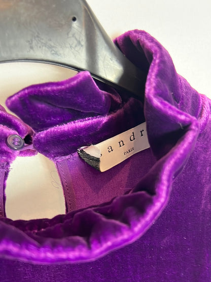 SANDRO. Vestido morado terciopelo. T 2(m)