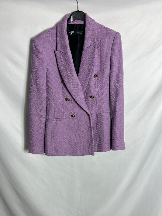 ZARA. Blazer textura morada.T S