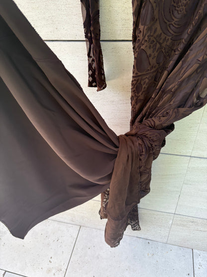 Vestido midi marrón texturas