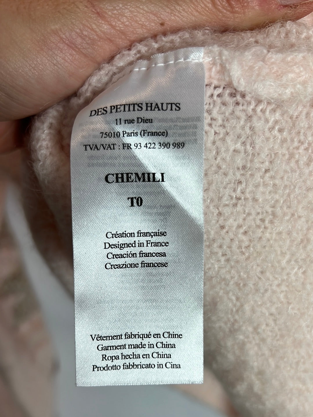 PETITS  HAUTS Jersey rosa claro cuello barco. T 0(S)