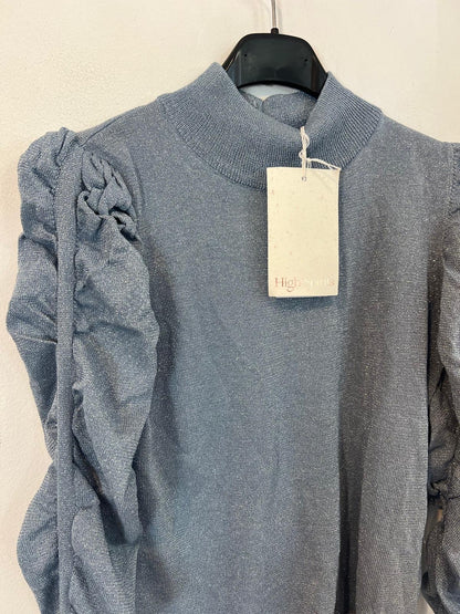 HIGH SPIRITS. Jersey fino azul detalle mangas