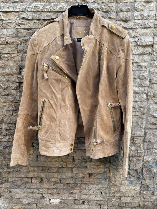 MANGO. Chaqueta piel cremalleras