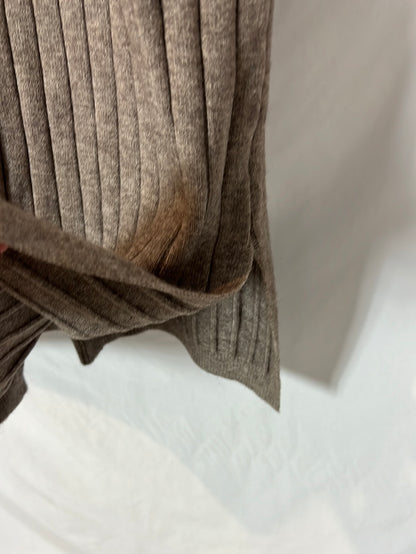 BE COOL. Vestido canalé color topo. T S