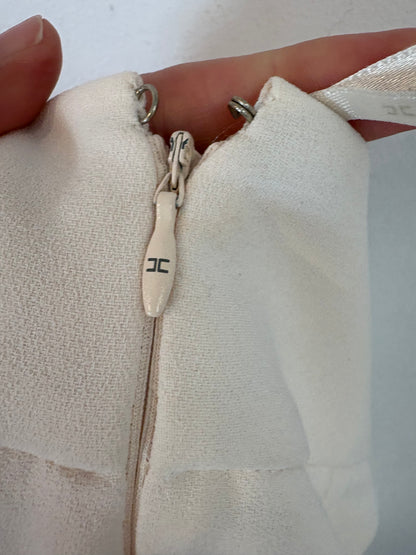 ELISABETTA FRANCHI. Pantalón fluido beige detalle cintura. T 36