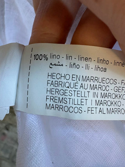 ZARA. Blusa blanca lino cuello amplio