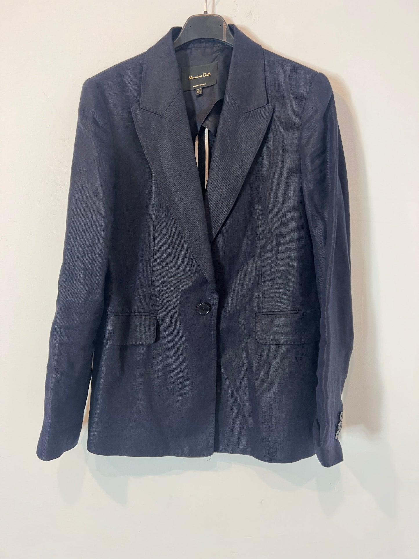 MASSIMO DUTTI. blue linen blazer T.40