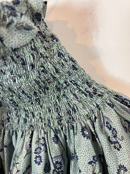 OTRAS. Blusa fluida estampada cuello nido de abeja T XS/S