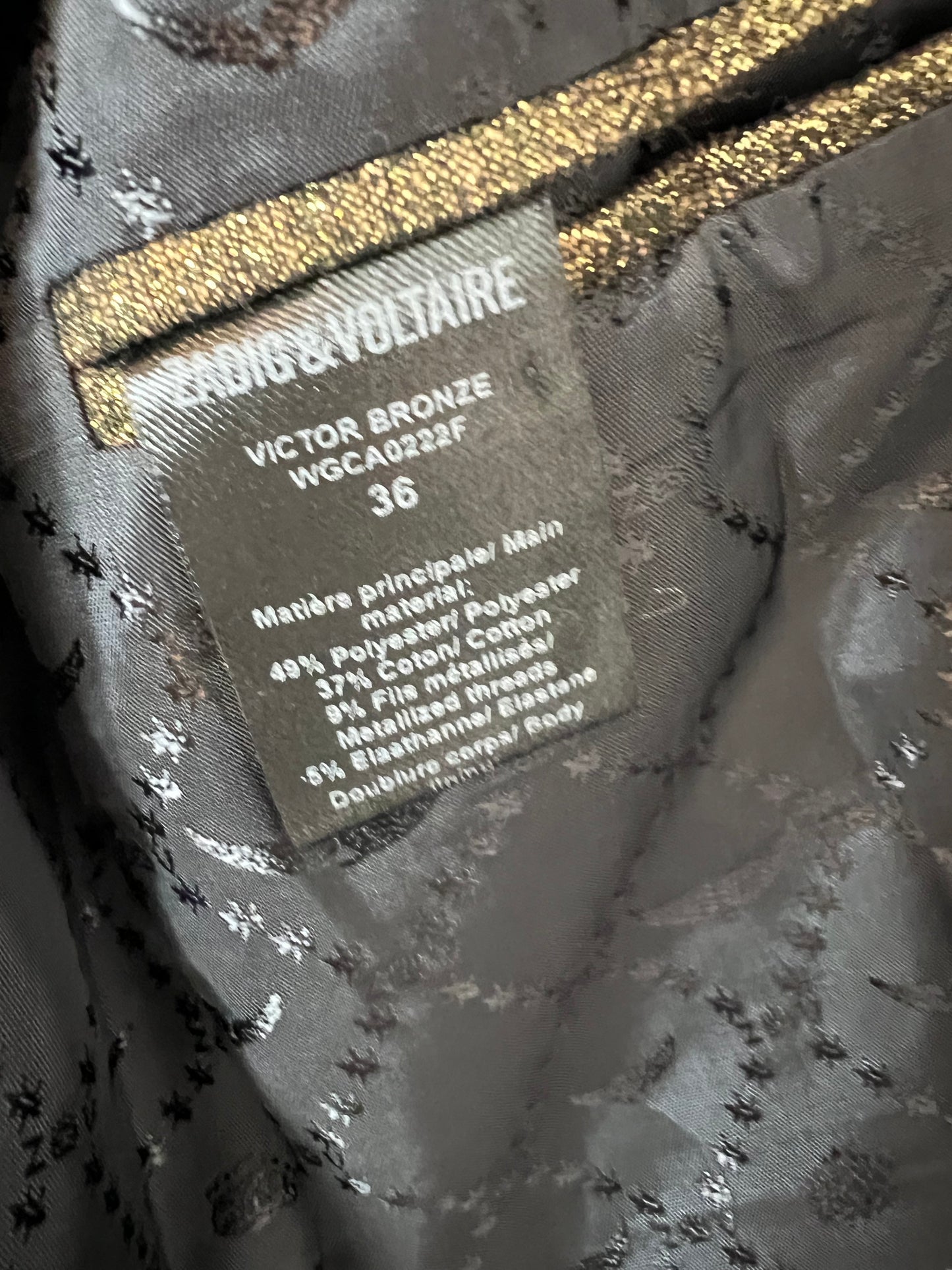 ZADIG&VOLTAIRE. Blazer hilos brillo. T 36