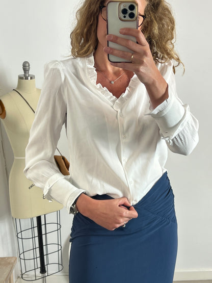 BA&amp;SH. White ruffle Ts blouse