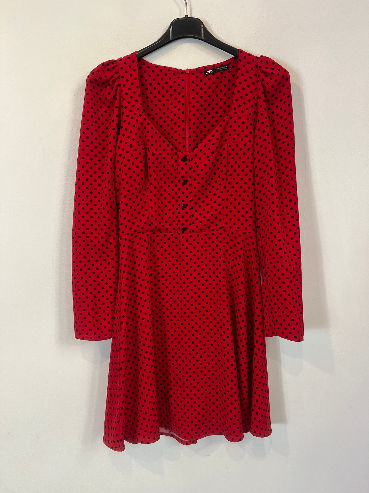 ZARA. Vestido rojo lunares T.s