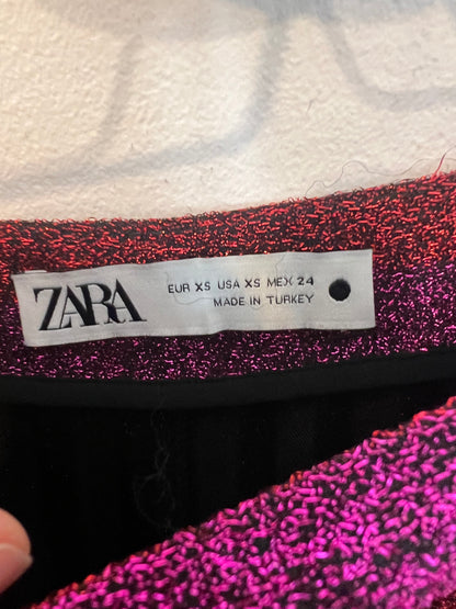 ZARA. Fuchsia pleated midi skirt. XS