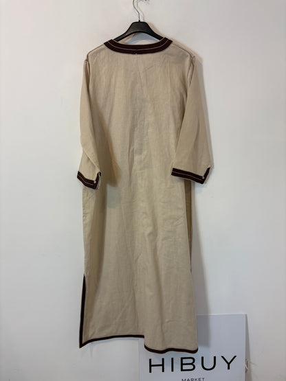 Vestido kaftán beige mezcla