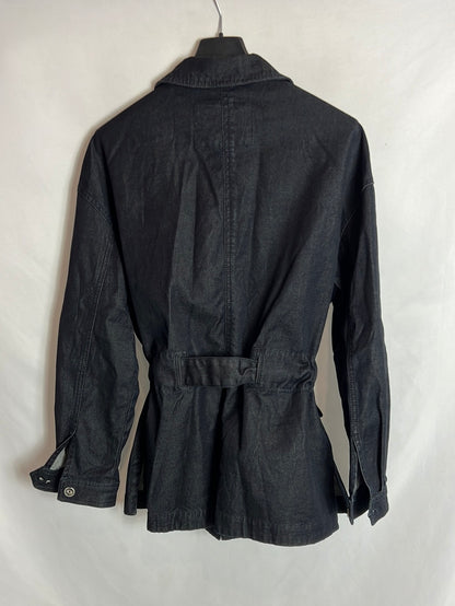 MASSIMO DUTTI. Chaqueta denim oscuro ajustable. T M