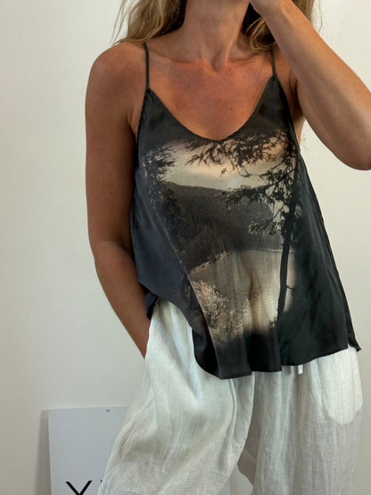 MES DEMOISELLES. Top seda estampado
