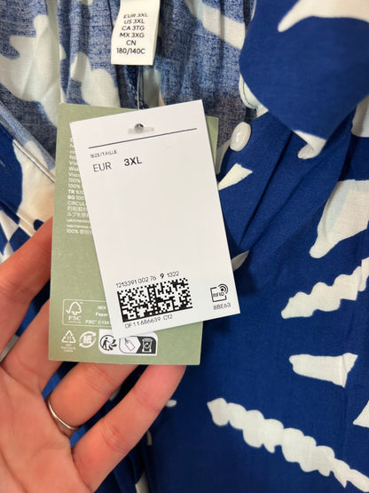 H&M. Vestido azul flores blancas  T.3xl
