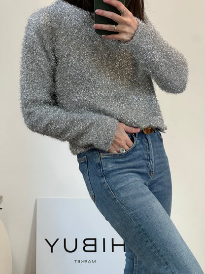 MANGO. Jersey plateado textura