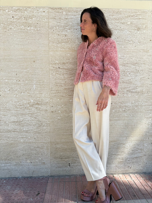 PEDRO GARCIA. Sandalia plataforma raso rosa palo. T 40