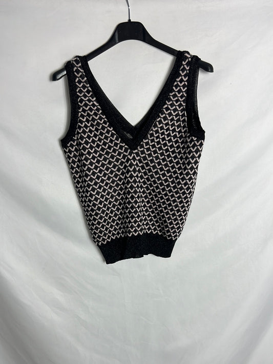 ZARA. Two-tone knit top with silver threads. TS