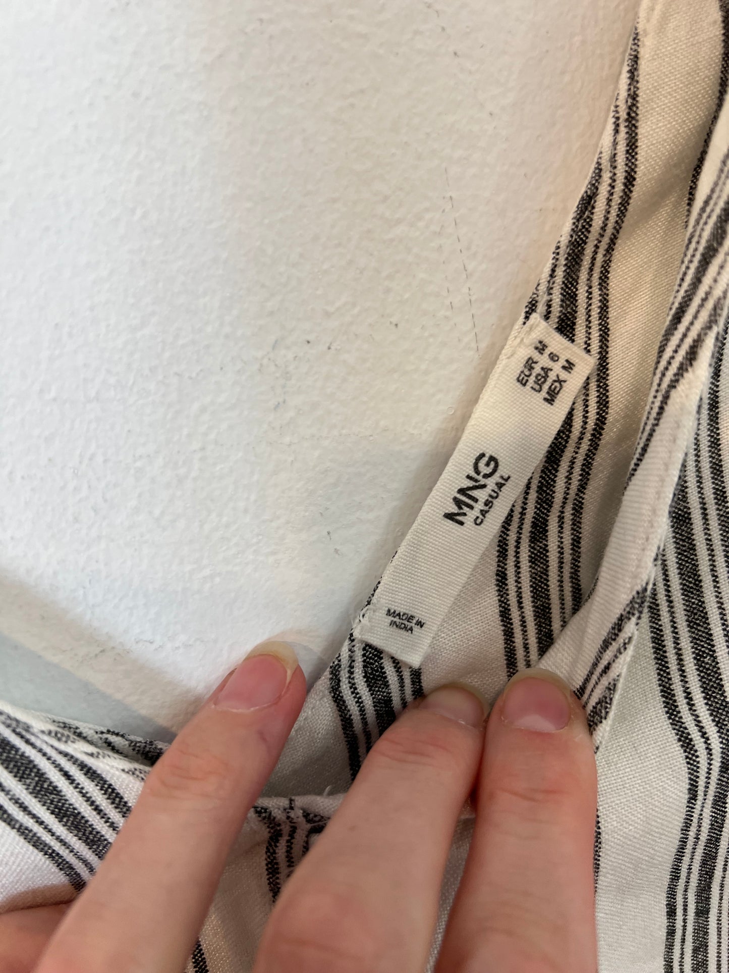 MANGO. Vestido blanco rayas T.m