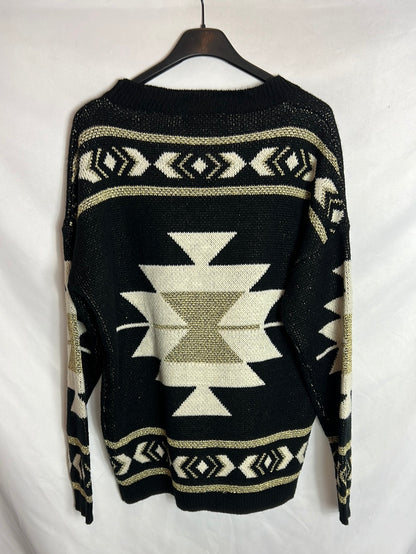 MOSNOVA. Jersey negro hilos dorados. T M