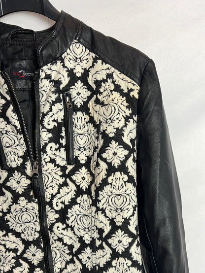 TOP SECRET. Chaqueta doble textura negra. T 36
