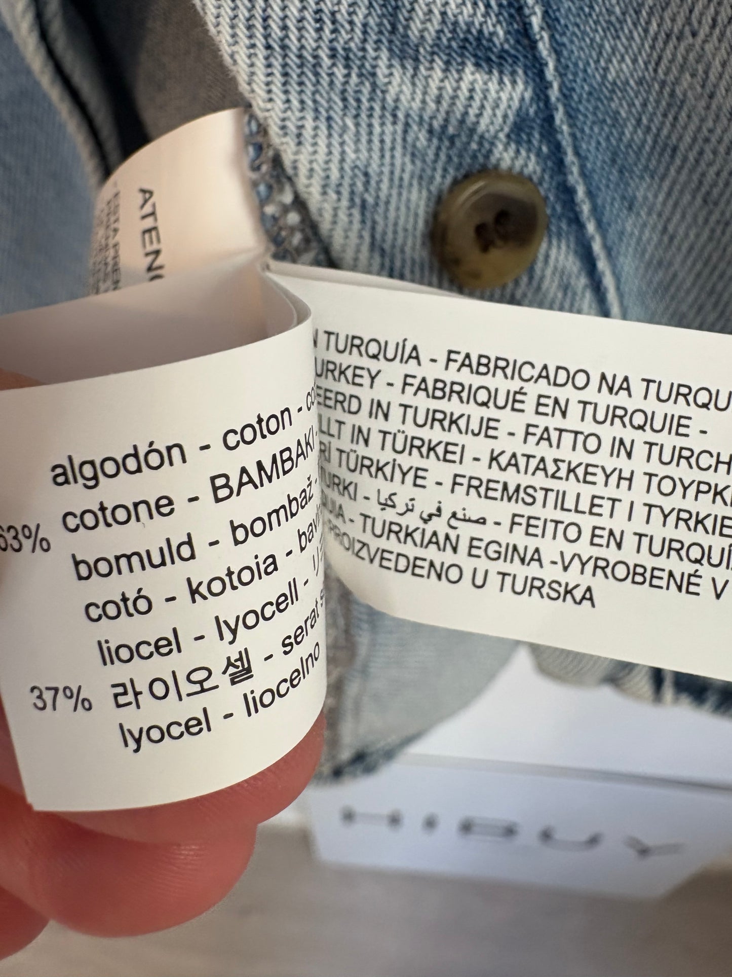 ZARA. Camisa denim manga abullonada