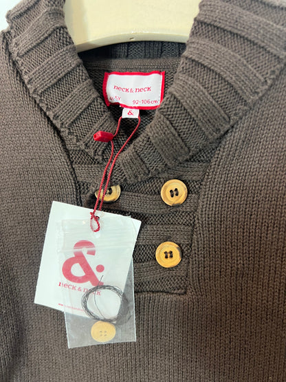 NECK&amp;NECK. Brown sweater with neck detail. Size 4-5 years.