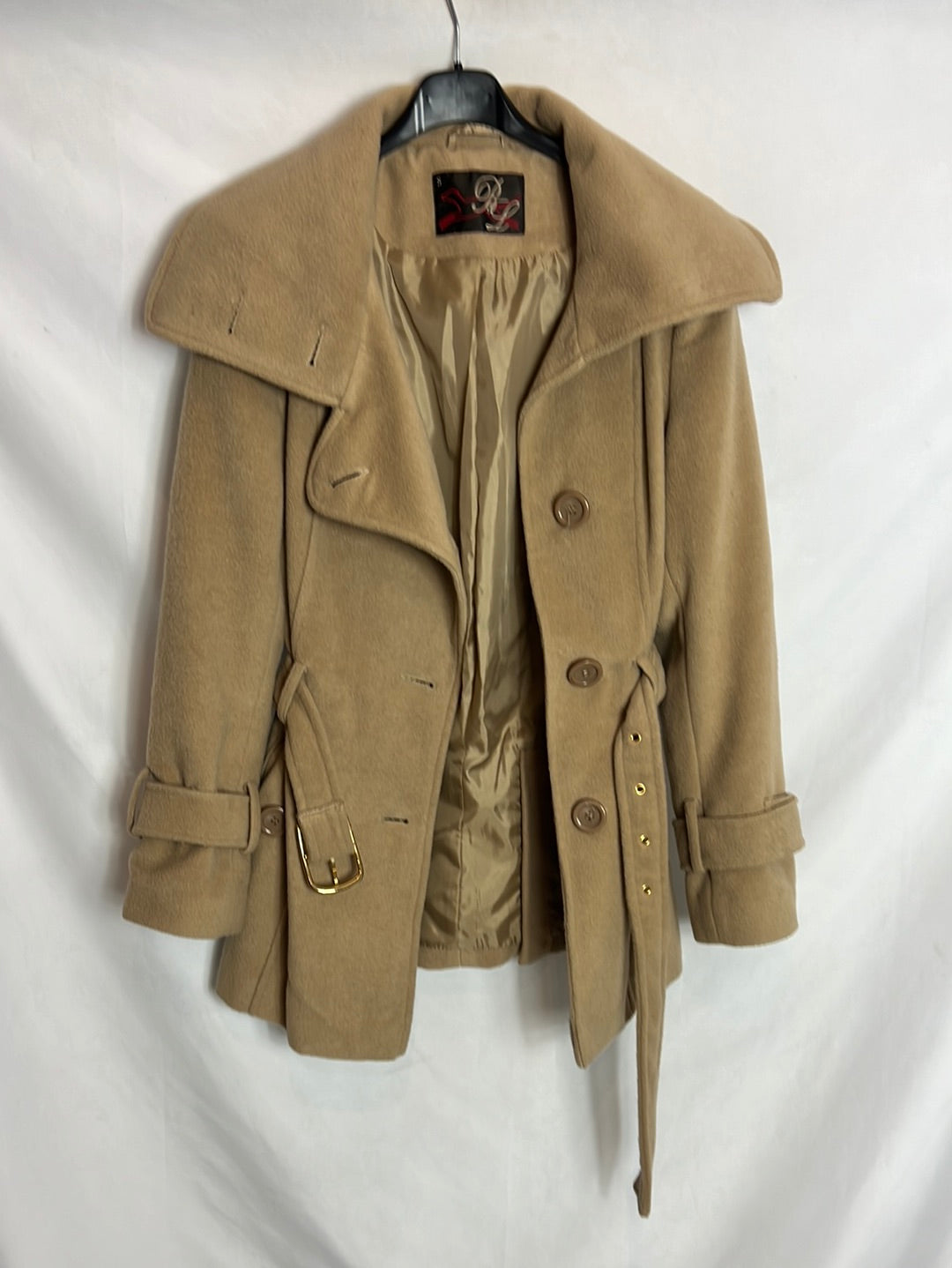 BIMBA Y LOLA. Abrigo beige paño. T S