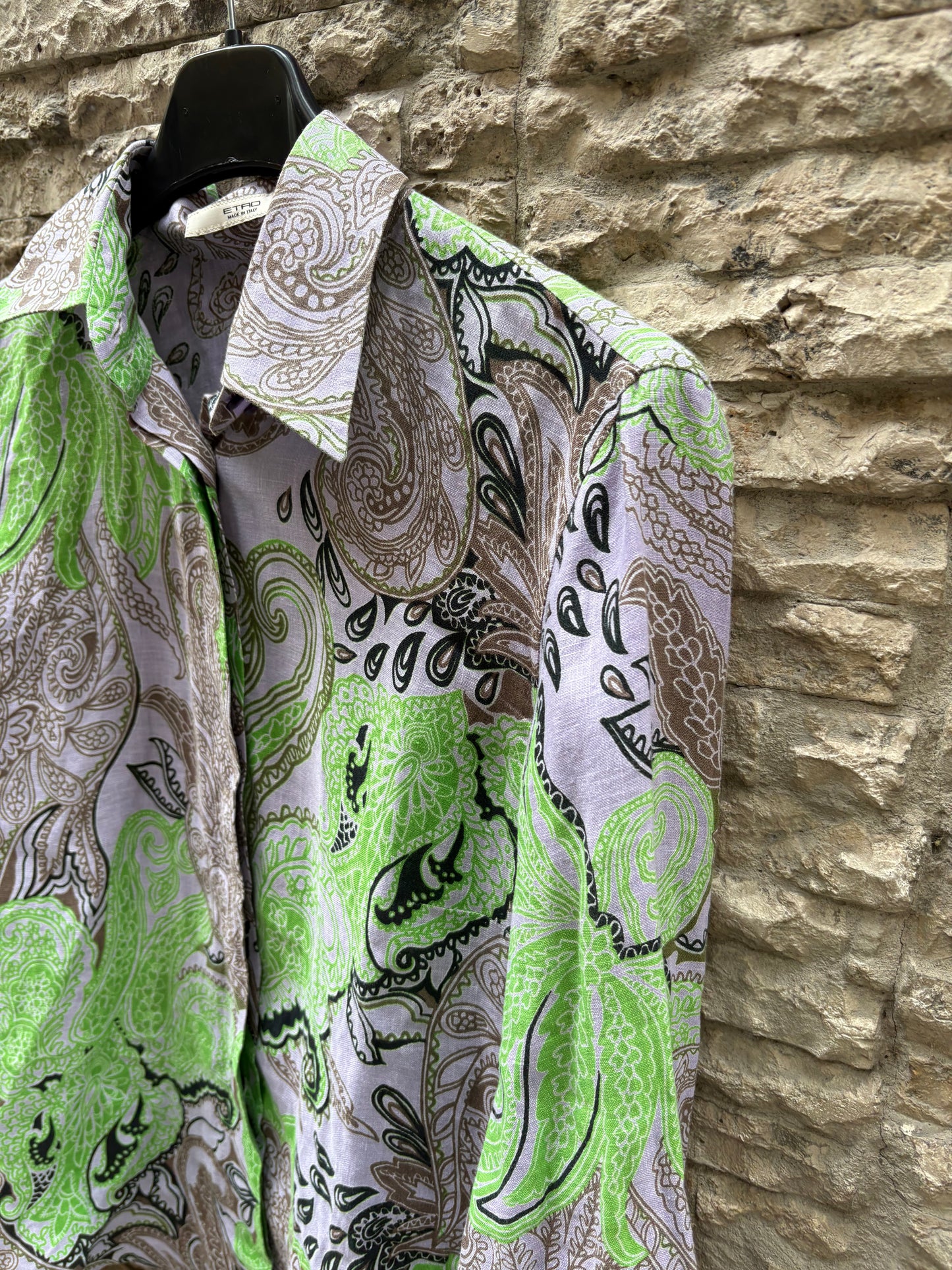 ETRO. Camisa lino estampada