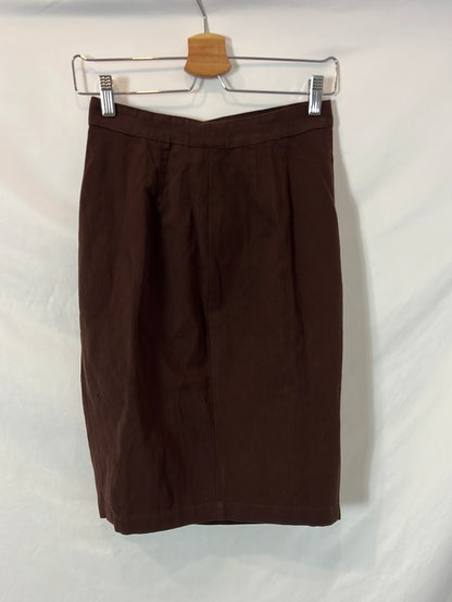 MASSCOB. Falda marrón abotonada T.38