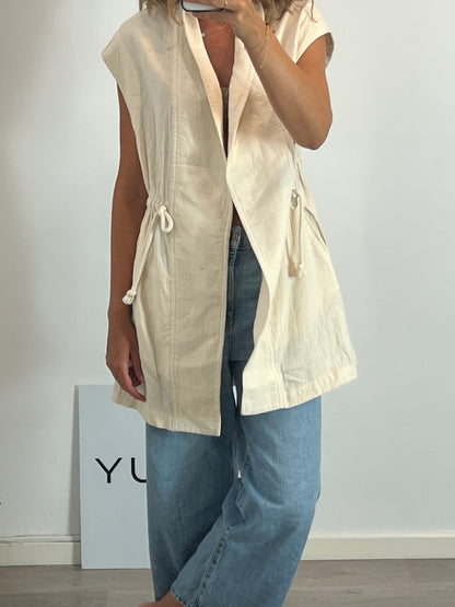 MANGO. Chaleco beige textura. T XS/S