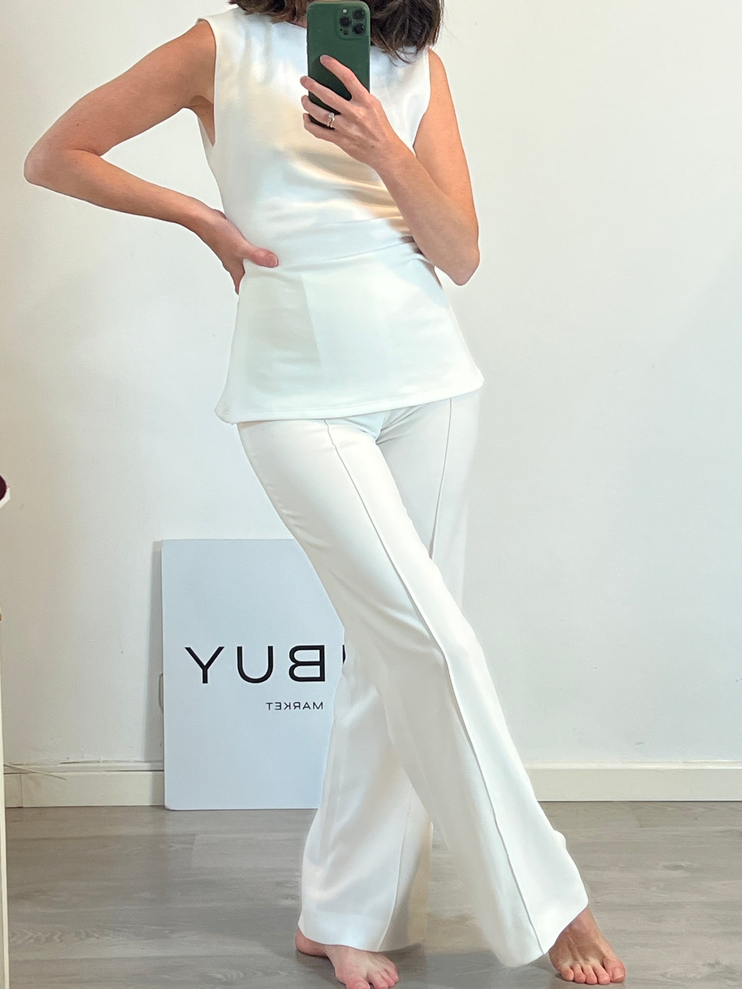 ZARA. Pantalón fluido blanco de vestir T.xs