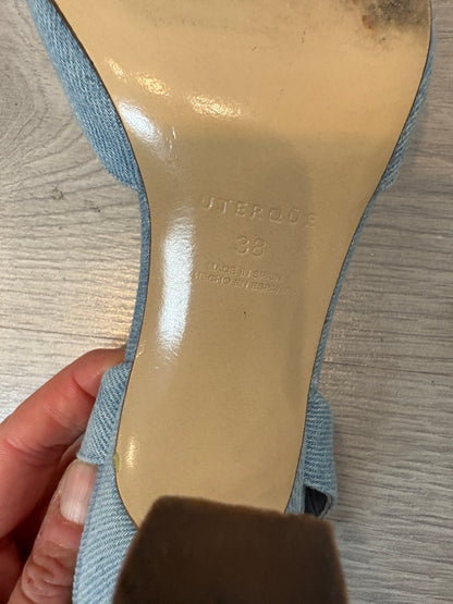 UTERQUE. Sandalia denim broche. T 38