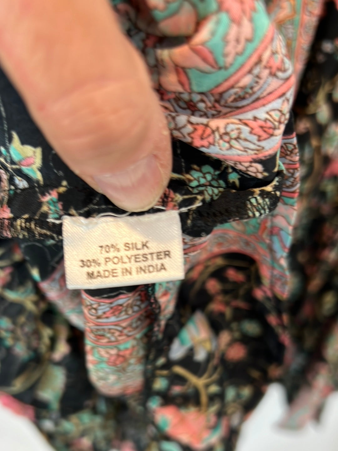 MANGALAN. Vestido negro flores sedaT.s/m