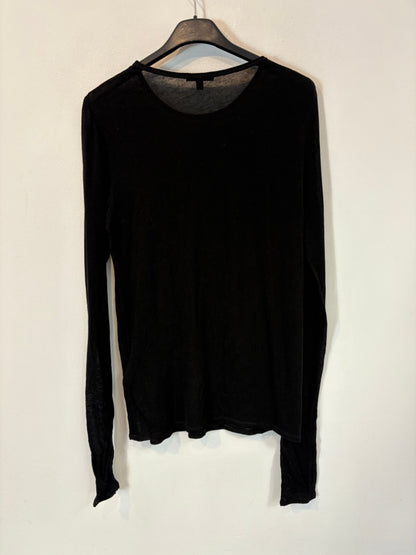 MASSIMO DUTTI. Top negro manga larga con lana. T M