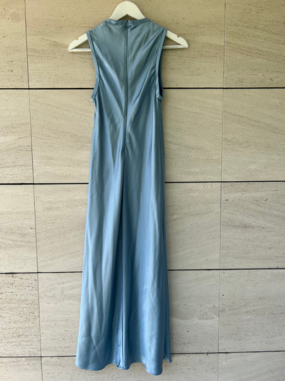 ZARA. Vestido satinado azul  T.s