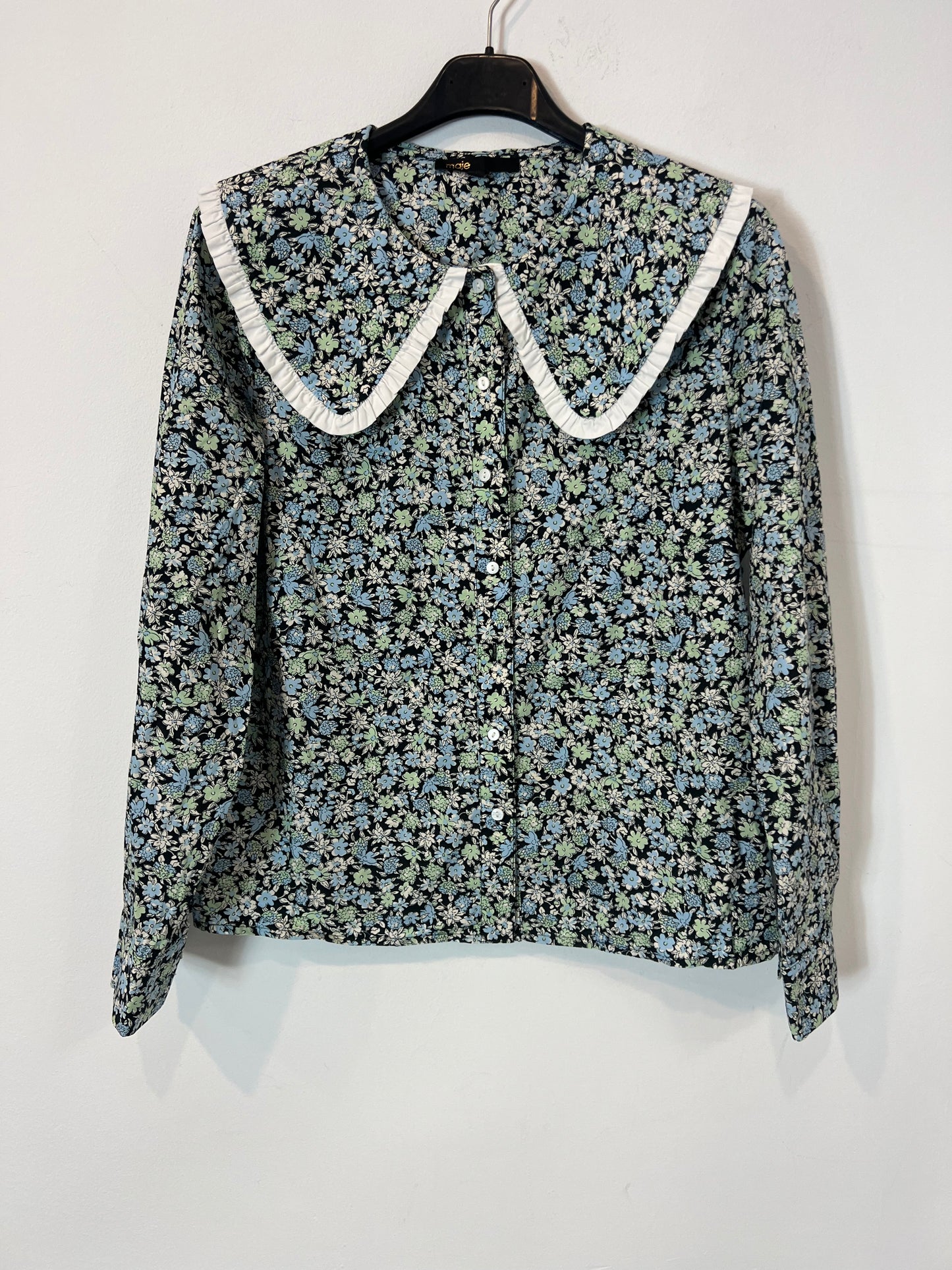 MAJE. Floral blouse with neck detail. Size 1 (XS)