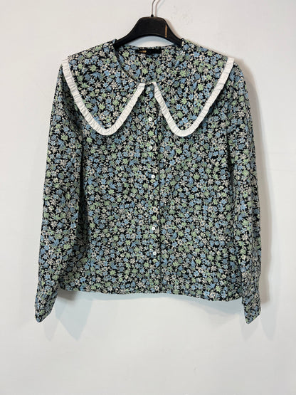 MAJE. Floral blouse with neck detail. Size 1 (XS)
