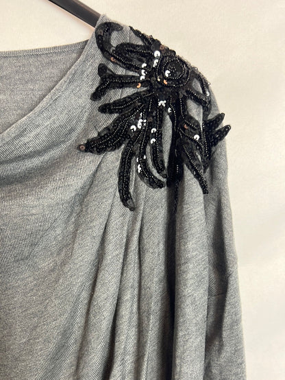 ZARA. Jersey gris detalle hombros. TM