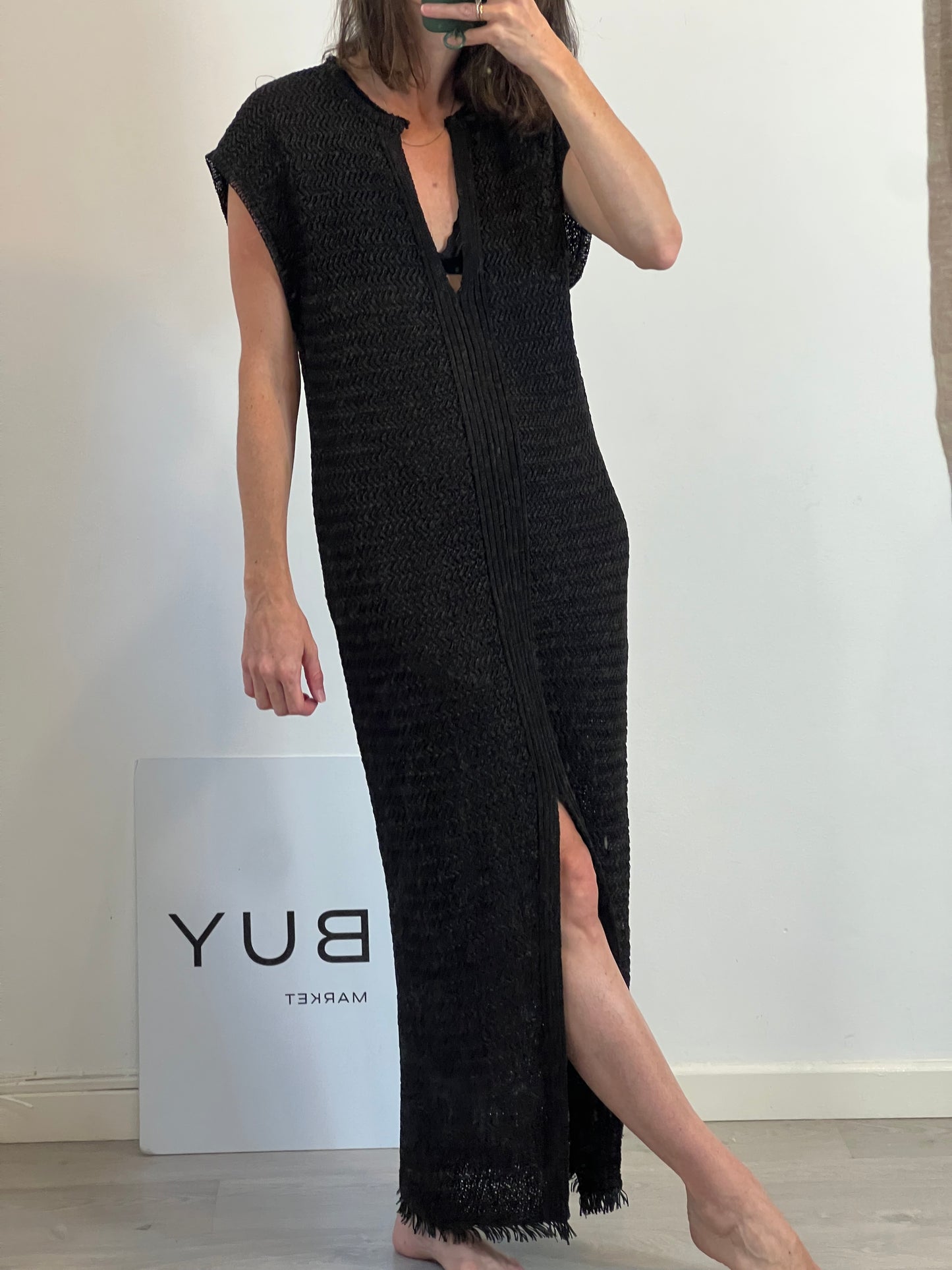 H&M. Vestido punto negro T.xs