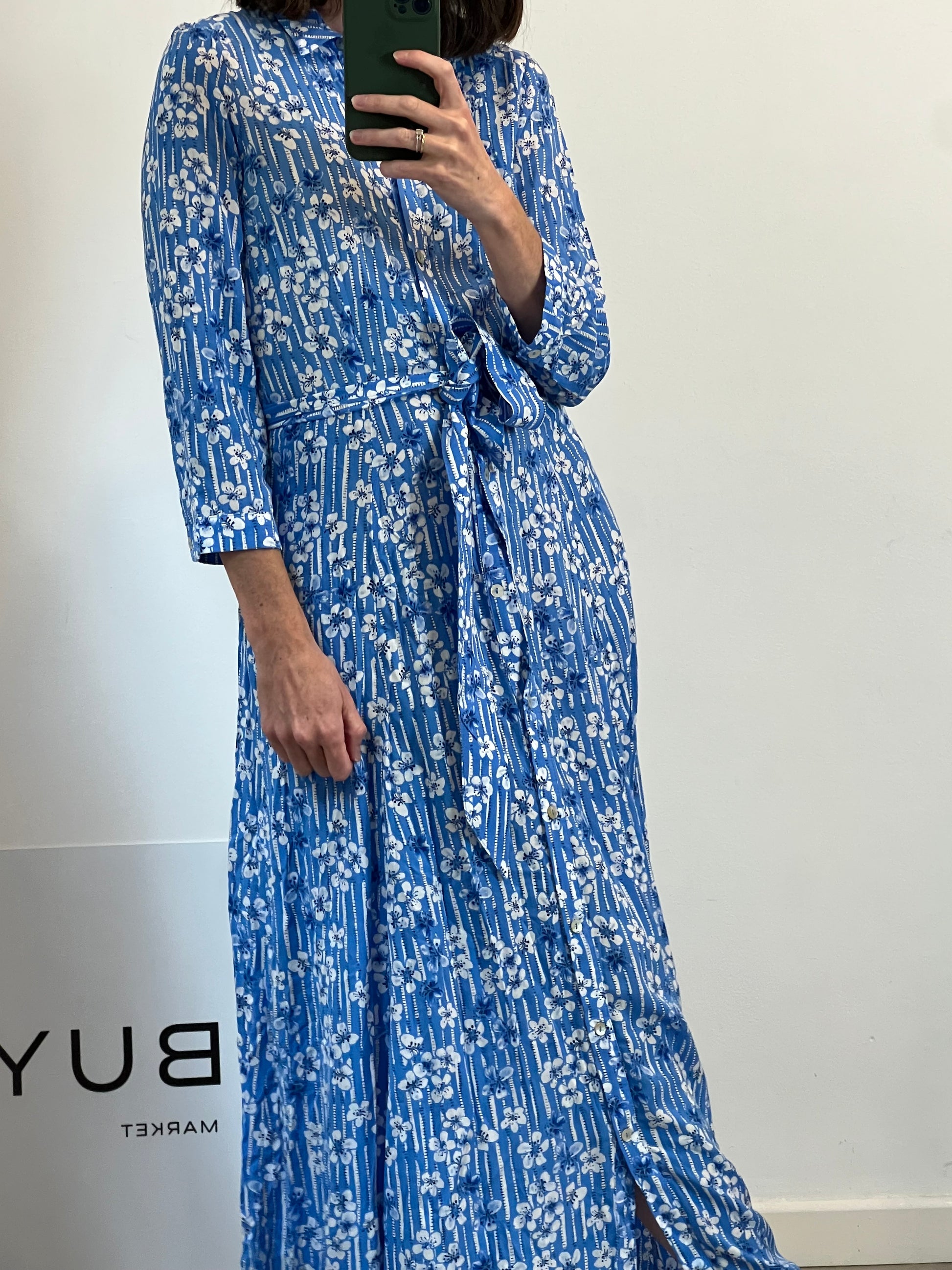 zara blue patterned dress NWT ZARA PRINTED MIDI SHIRT DRESS NAVY BLUE FLORAL DRESS XS,M,L,XL ref: 3198/041