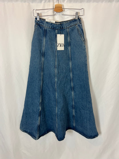 ZARA. Falda denim midi. T S