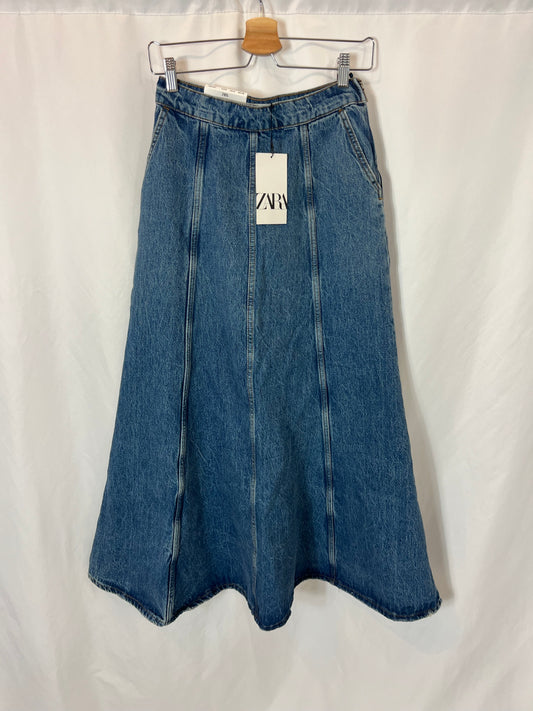 ZARA. Falda denim midi. T S