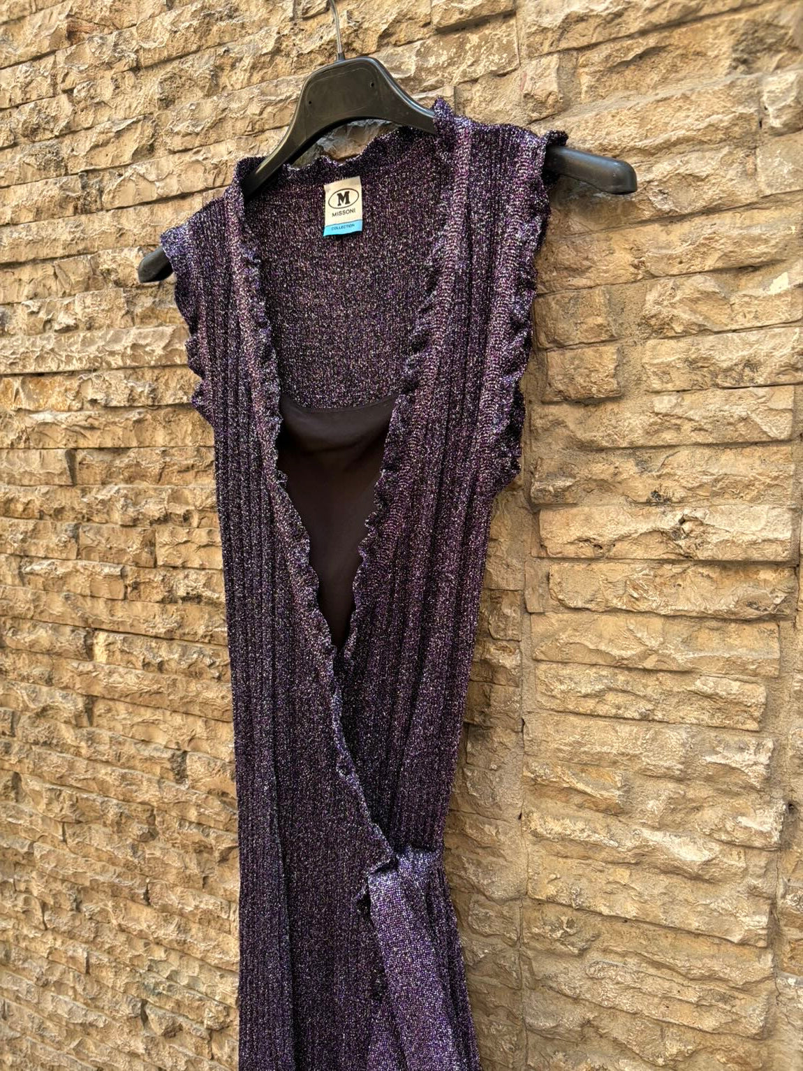 MISSONI. Vestido corto cruzado hilos brillo