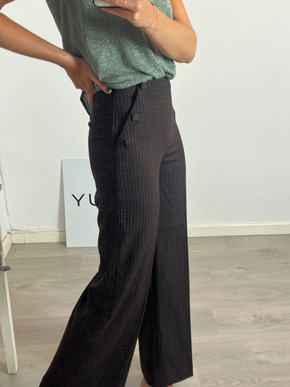 MONOPRIX. Pantalón cuadros pata ancha. T 36