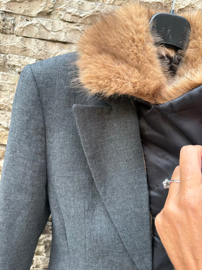 ZARA. Blazer marengo cuello pelito