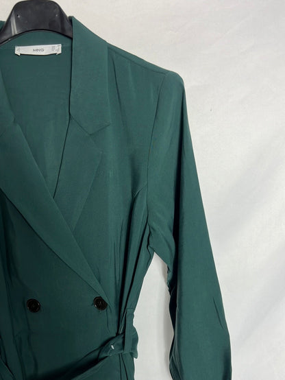 MANGO. Vestido verde doble botonadura . T M
