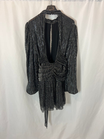 NAME THE BRAND. Short pleated dress with shiny threads. TS