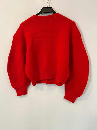 MANGO.Chaqueta punto roja botones joya